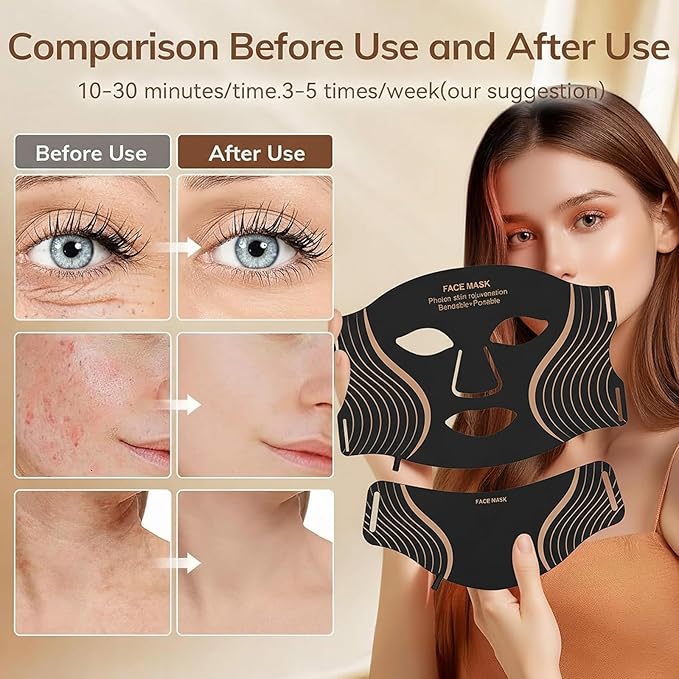 Red Light Therapy Mask for Face,LED Light Therapy Mask Skin Care Mask & Neck,Infrared Lights Masks for Home Working Travel Yoga Sleep