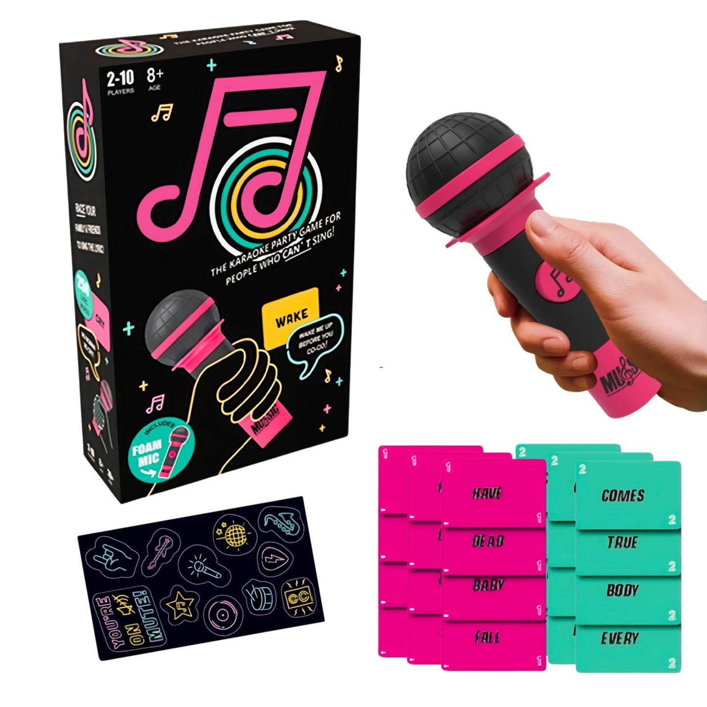 Music Party Games, Family Karaoke Board Game for 2-10 Players, Pick Up the Microphone Singing Games Grab Music Card Games with Lyrics Challenge for Adults & Music Lovers Games Night