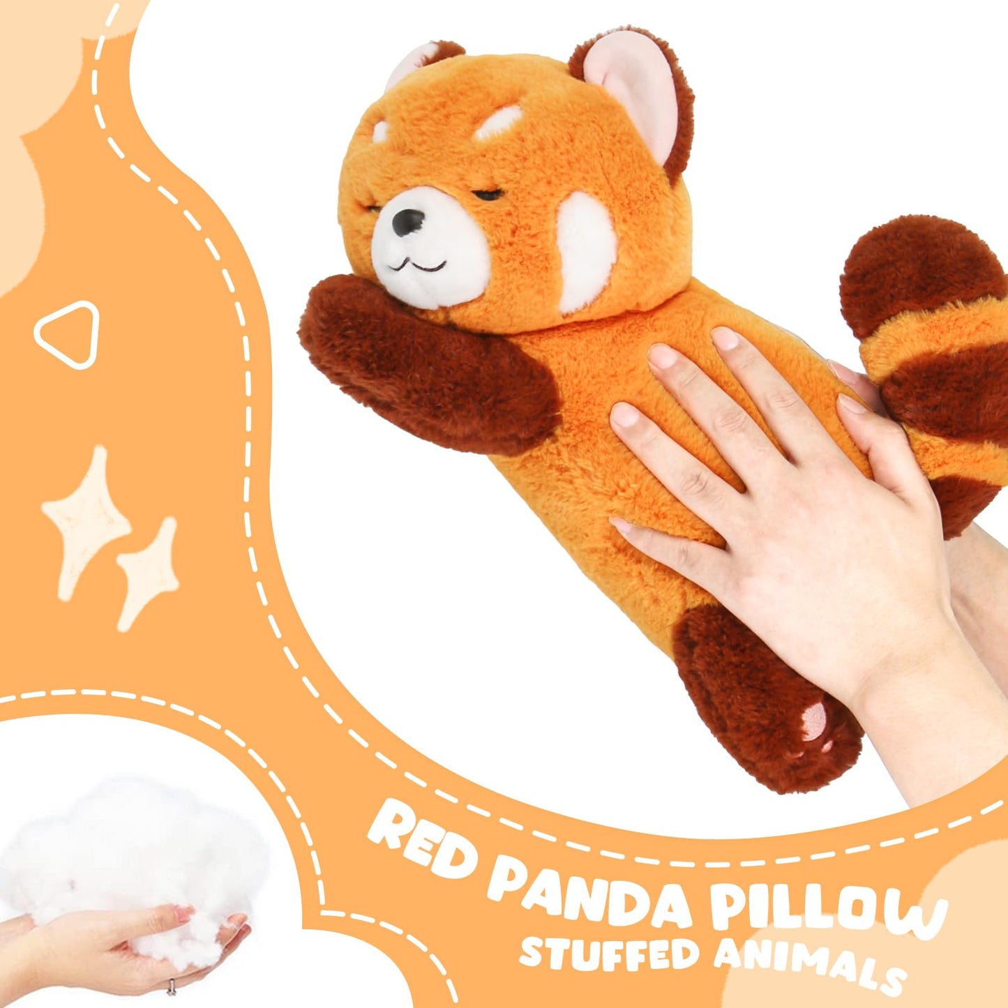 Red Panda Stuffed Animal Pillow - Cute Plush Toy Plushie Gift for Girlfriend Kids Birthday - 13.7" Panda Pillow