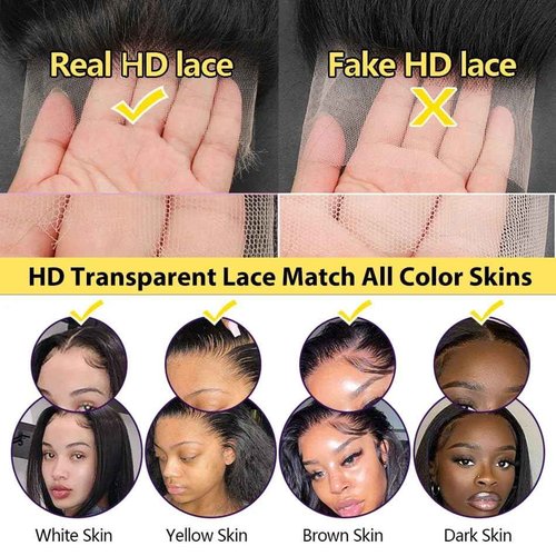 Anderah 24 Inch 13x6 Body Wave Lace Front Wigs Human Hair 13x6 HD Lace Glueless Human Hair Wig Pre Plucked Natural Hairline Brazilian Human Virgin Hair Long Black Body Wave Wig for Women 180% Density