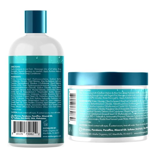 Mielle Kalahari Melon & Aloe Vera Deep Hydration Collection - Up to 5 Days of Moisture for Dry, Curly, Coily, and Textured Hair Types