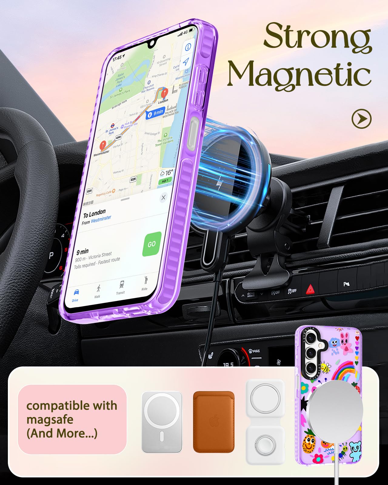 Lotadilo Cute Case For Samsung Galaxy A16 For Women Girls - Funny Crayon Drawing Design Compatible With Magsafe Magnetic Ring Ho