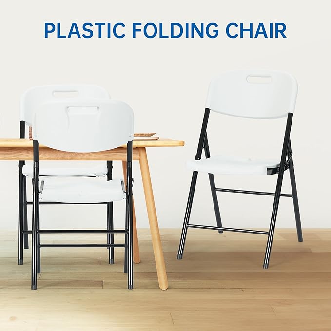 Winlice 20 Pack Thicker 800 LBS White Folding Chairs, Commercial Grade Folding Chair, Foldable Chairs for Events