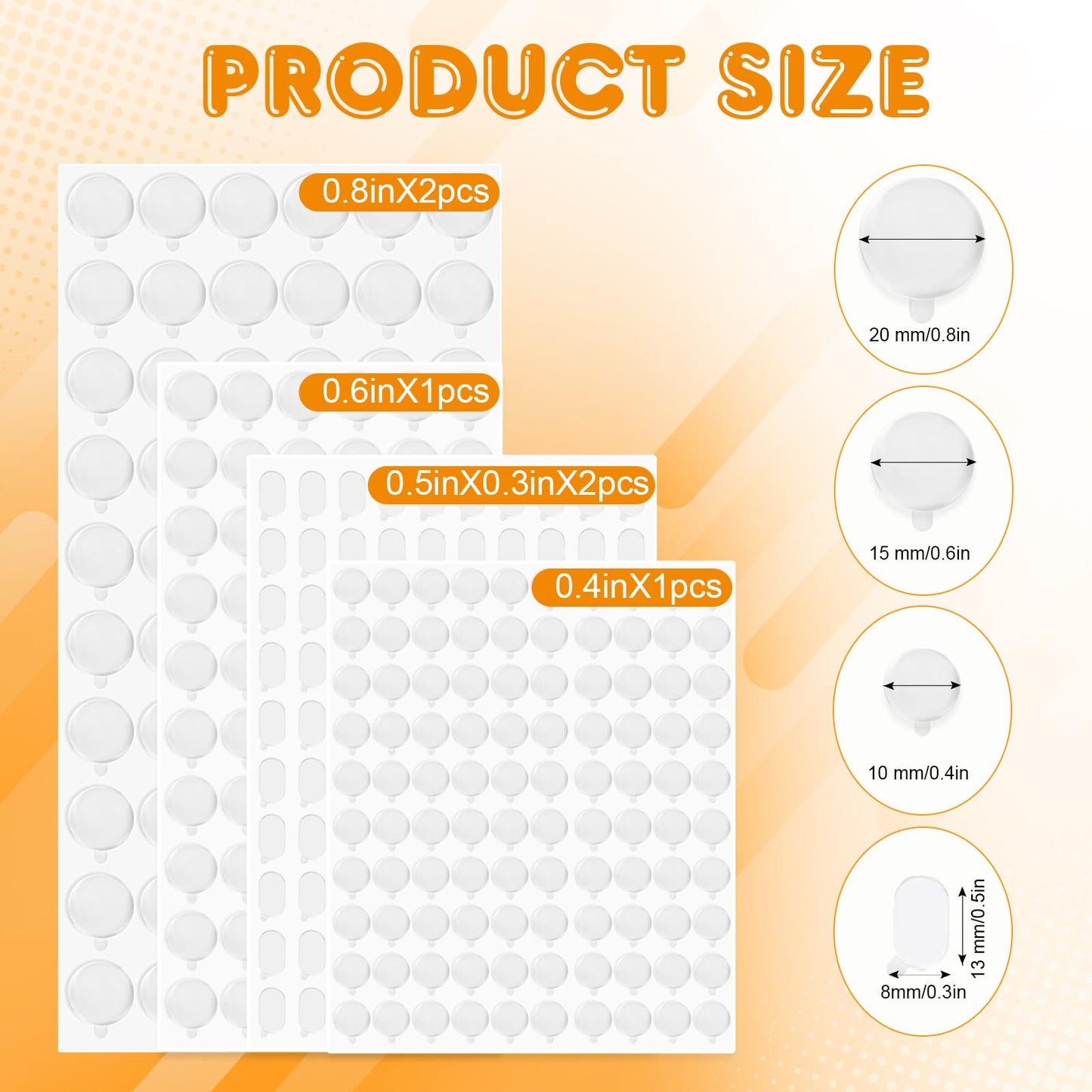 480 PCS Double Sided Tape Adhesive Dots Stickers, Clear Removable Sticky Tack Adhesive Putty, Waterproof No Trace Sticky Dots for Hanging Crafts, Photo Stickers, Wedding and Holiday Decorations