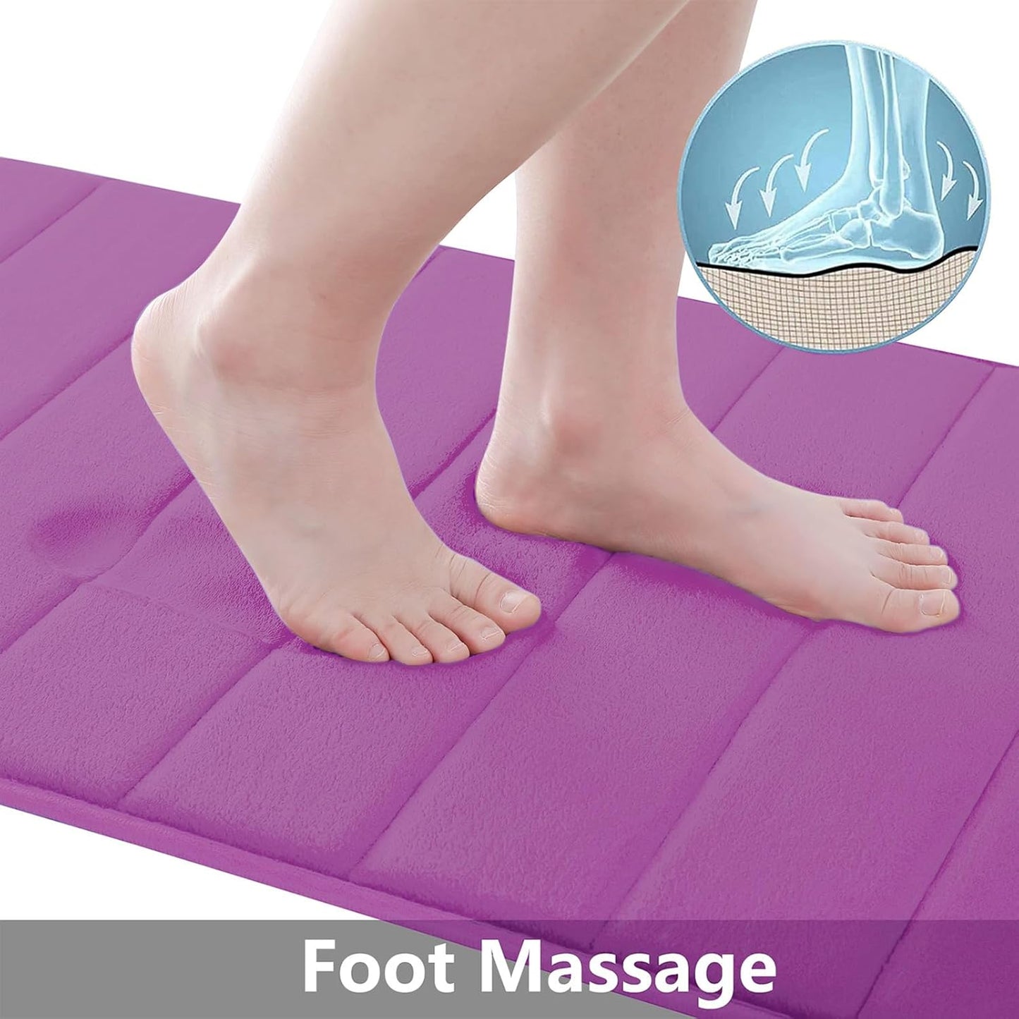 Buganda Memory Foam Bath Mat, 35.4" x 24", Ultra Soft and Non-Slip Bathroom Rugs, Water Absorbent and Machine Washable Bath Rug Runner for Bathroom, Shower, and Tub, Violet