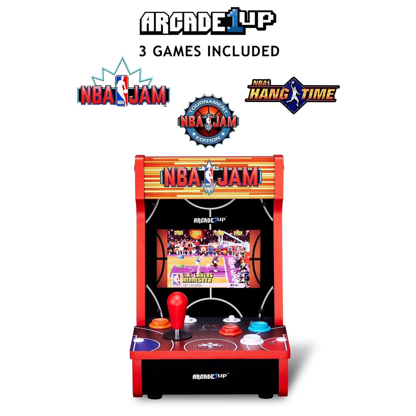 Arcade1Up NBA JAM Countercade Arcade Machine with NBA JAM TE and NBA Hang Time, 7" LCD Screen, Light-Up Marquee and Real-Feel Arcade Controls