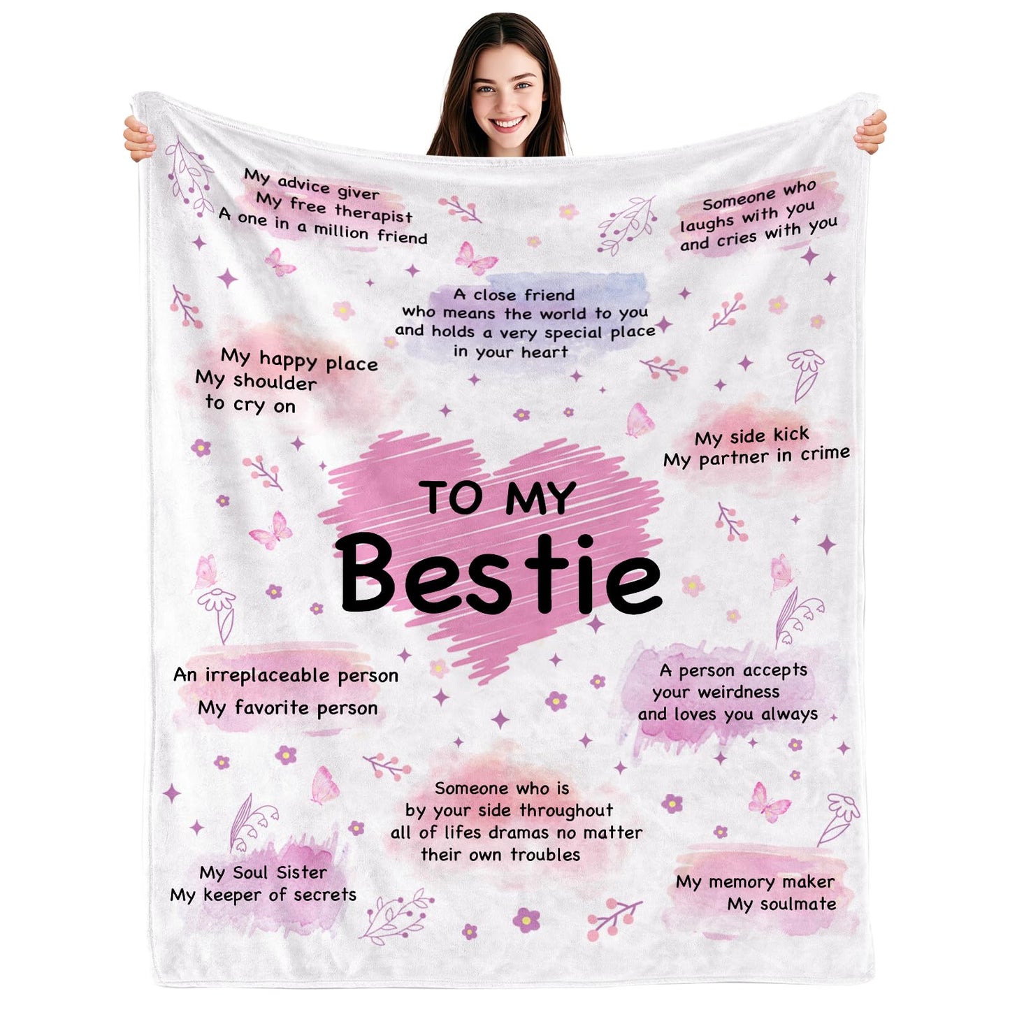 INXENG Best Friend Blanket - Bestie Gifts for Women Best Friend, Birthday Gifts for Women Friendship, Best Friends Birthday Gifts, Friendship Gift for Friends Female, Bestie Blanket, 50"x60"