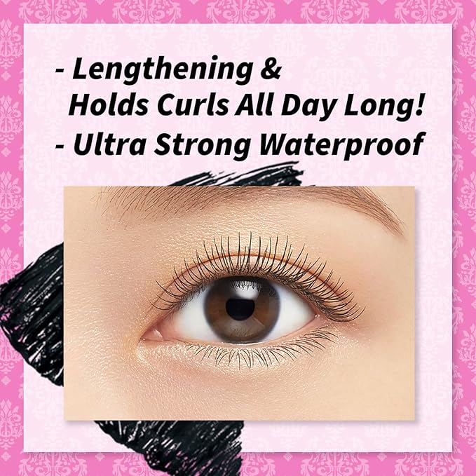 HEROINE MAKE by KISSME Waterproof Mascara Black by Defining Fiber for Long and Curl Eye Makeup for Women + Smooth Liquid Black Eyeliner, Smudge-free + Gentle Mascara Remover Oil Free, 3 Set