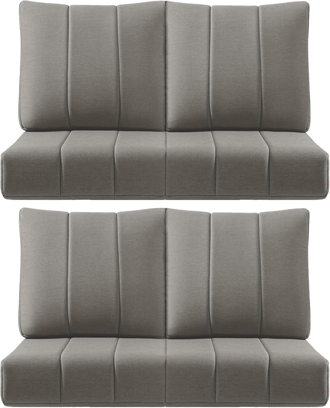 ACTREST Luxury 24x24x6 Inch Kitty Outdoor Chair Cushions Set of 4 - Heavy Duty Water-Resistant Comfortable Cushion for Patio Dining Gliding Rocking Chairs Loveseat L-Shape Sofa - Grey