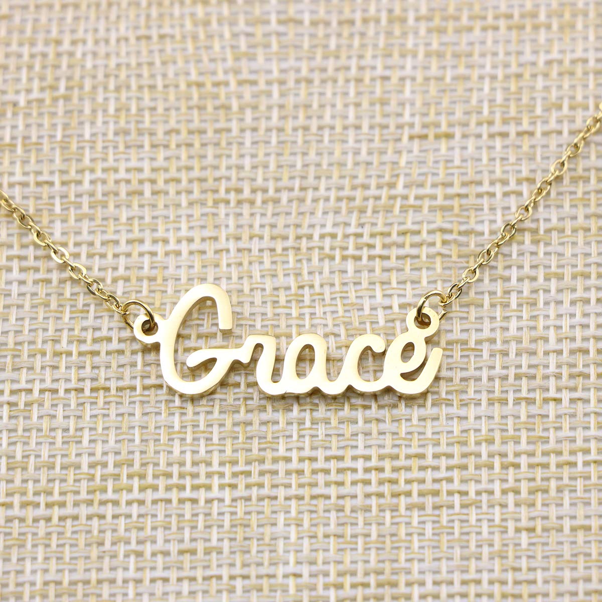 Personalized Name Necklace 18K Gold Plated Stainless Steel Pendant Jewelry Birthday Gift for Women Grace