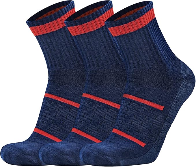 Busy Socks 3 Pack Men's Merino Wool Running Quarter Socks Womens Ankle Thick Cushioned Athletic Socks for Hiking Walking