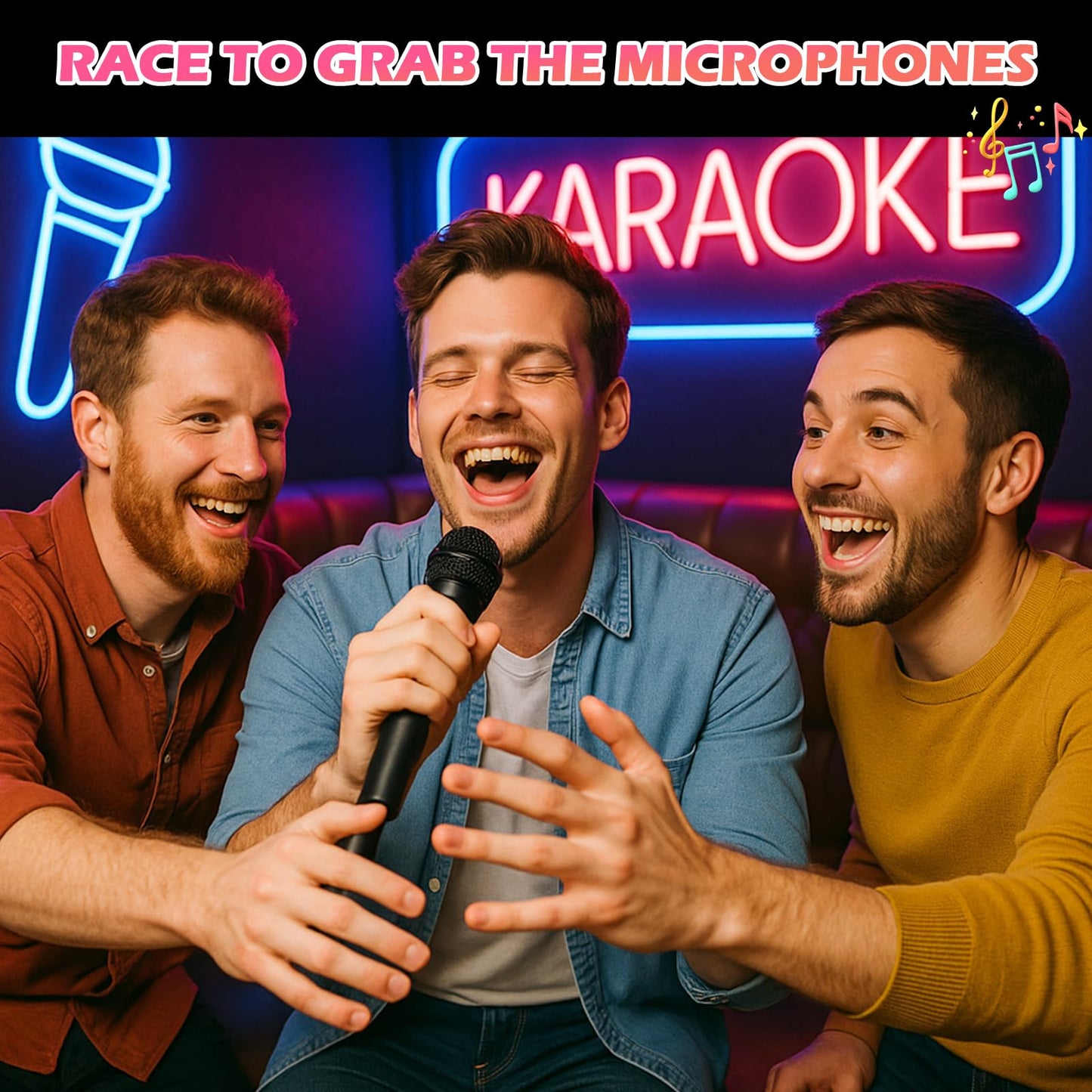 BSRESIN Music Grab The Games, Family Karaoke Board Game 2-10 Players, Fun Family Bad Singers Card Games with 300 Lyrics (150 Cards) for Adult Hilarious Game Night & Music Lovers