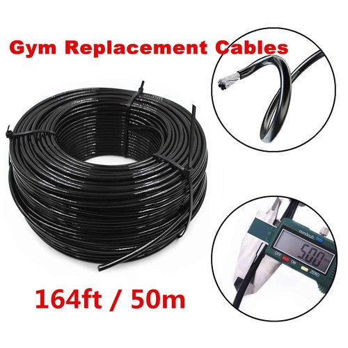Gym Cable Replacement 164Ft Heavy Duty 5mm Steel Wire Rope for Home Gym DIY Cable Pulley Machine System Workout Exercise Equipment