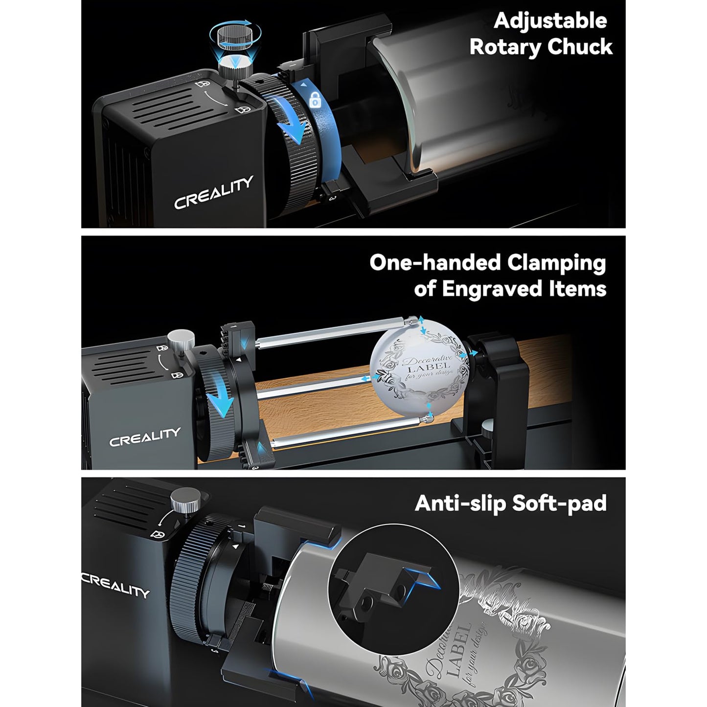 Creality Laser Rotary Roller Pro, 4-in-1 Y-axis Rotary Chuck for Creality Falcon Series Laser Engravers, Includes M6 Riser for Falcon A1, Multi-Function Rotary Kit with Goggles for Cylindrical Objects