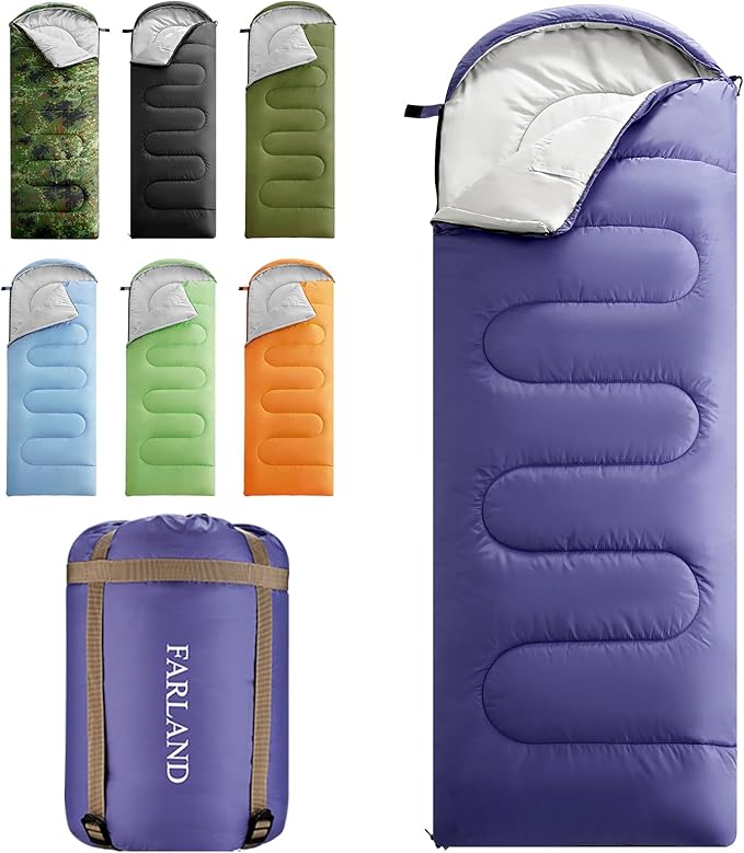 FARLAND Sleeping Bags 30℉ for Adults Teens Kids with Compression Sack Portable and Lightweight for 3-4 Season Camping, Hik...