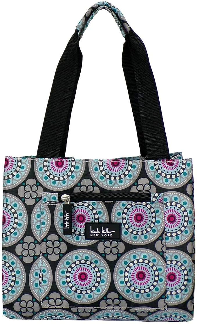 Nicole Miller Insulated Lunch Bag Tote –Open Cooler Ice Bag Lunch Box for Food with Drink Bottle Holder for Women, Men, Pi...