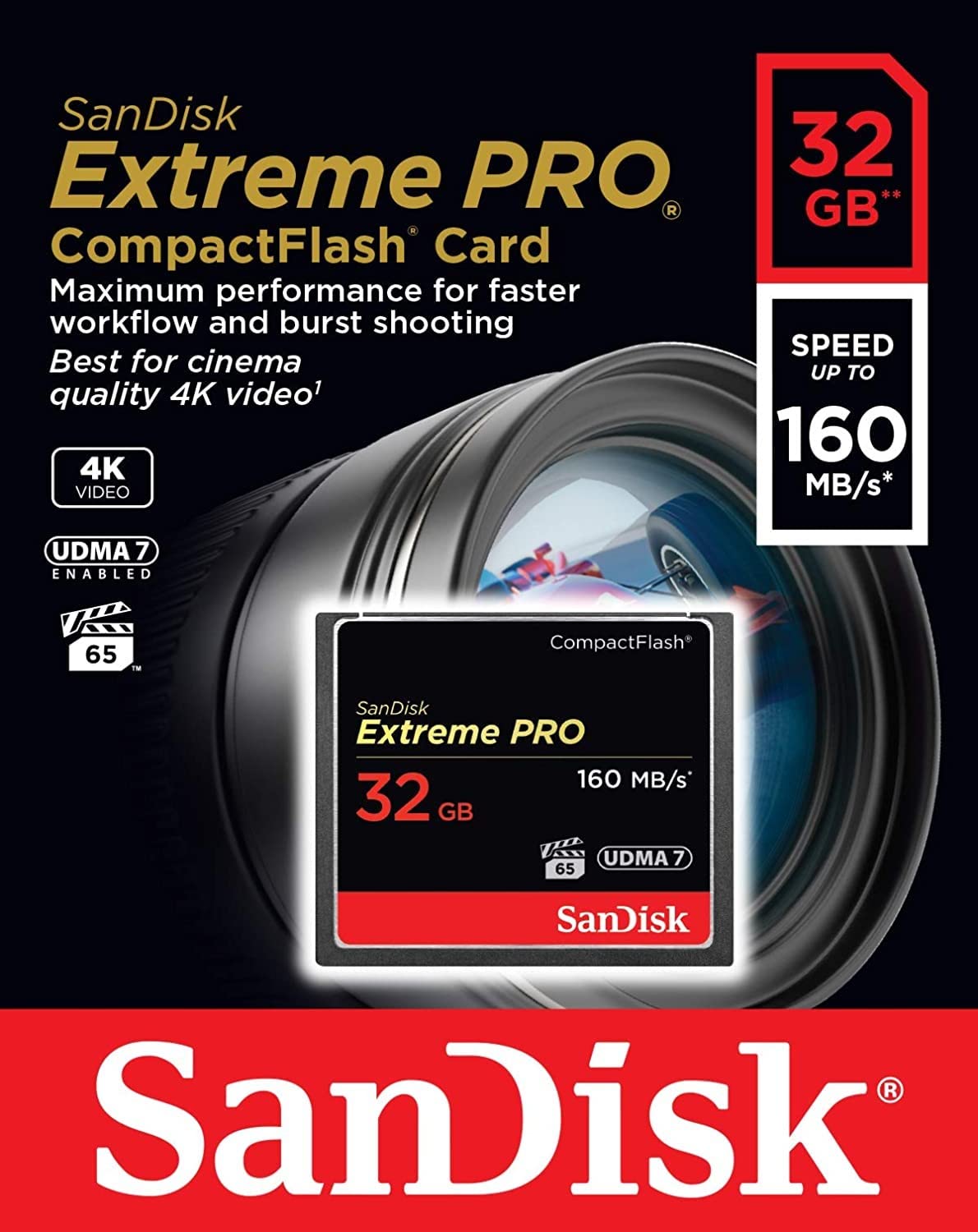 Sandisk 32Gb Extreme Pro Compactflash Memory Card Udma 7 Speed Up To 160Mb/S - Sdcfxps-032G-X46