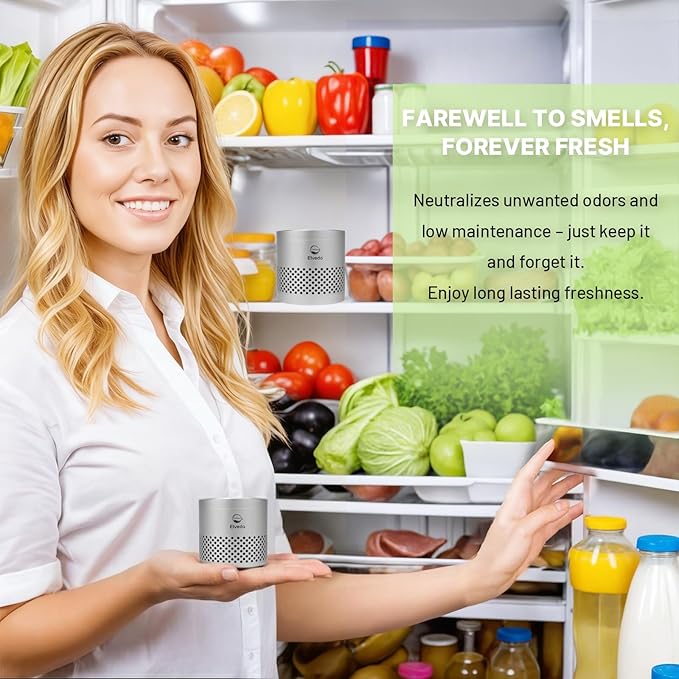 Elveda, Refrigerator Deodorizer odor eliminator for home. Lasts 10 years. Fridge, closet, pantry, shoe rack, car & drawer odor absorber for home. Nontoxic top kitchen gadgets. Kitchen gifts under 25.