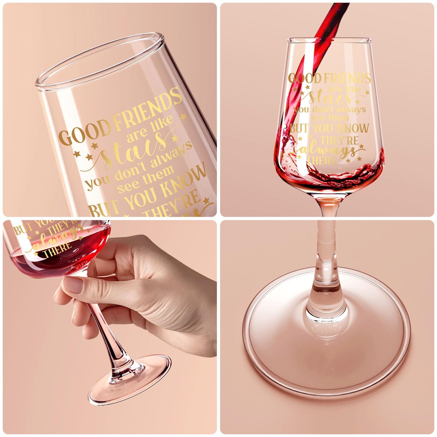 Astonlink Friendship Gifts for Women Friends Bestie, Best Friend Birthday Gifts for Women Friendship, Personalized Best Friend Gift for Woman - 15.5 Oz Wine Glass