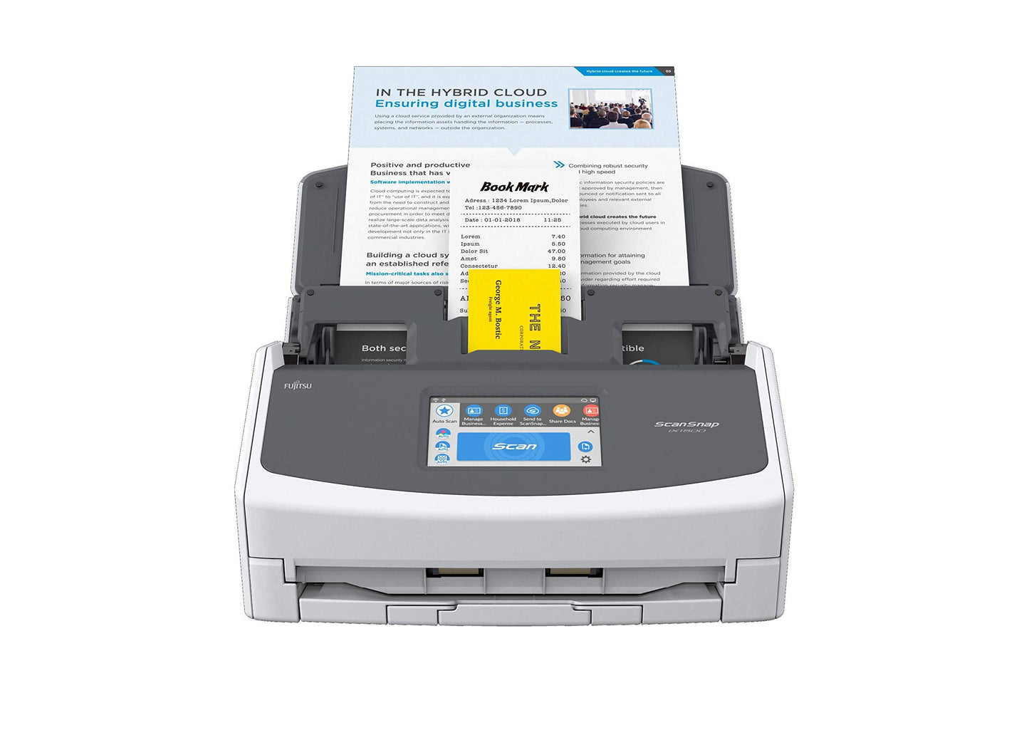 Fujitsu Scansnap Ix1500 Color Duplex Document Scanner With Touch Screen For Mac Or Pc, White (2018 Release)