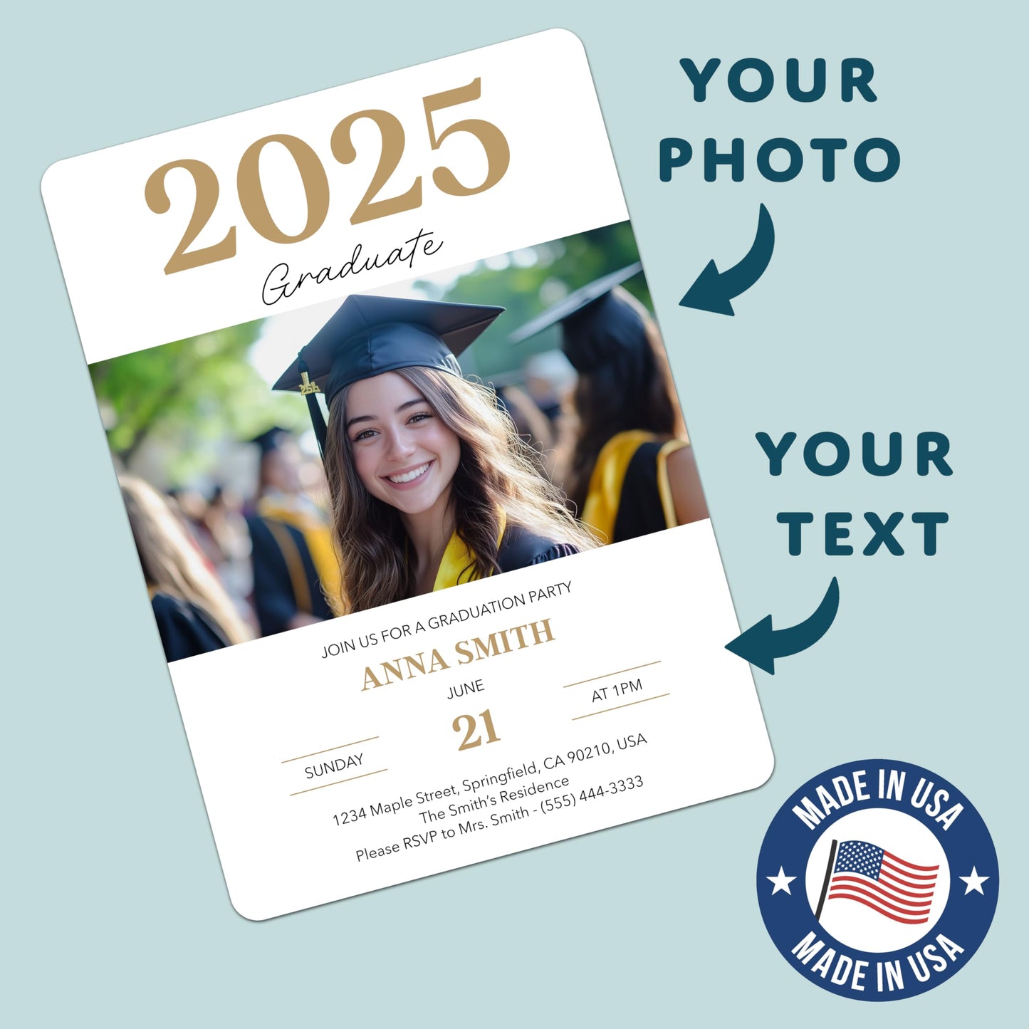 Bunny Badges Personalized Graduation Invitations - Custom Graduation Announcements for Grad Party (Signature Grad)