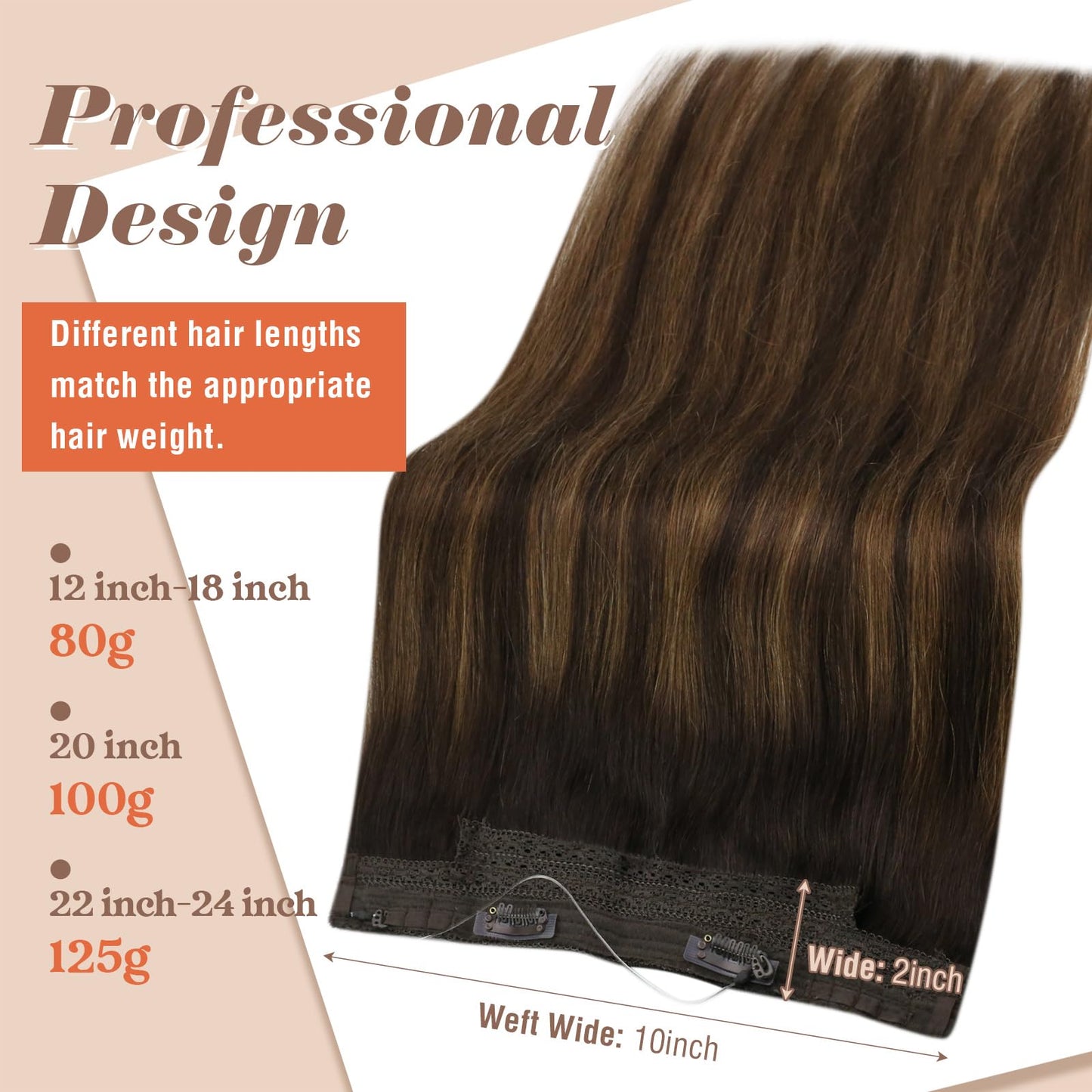 Sunny Wire Hair Extensions Real Human Hair Fish Line Human Hair Extensions Invisible Wire Extensions Darkest Brown Ombre Medium
