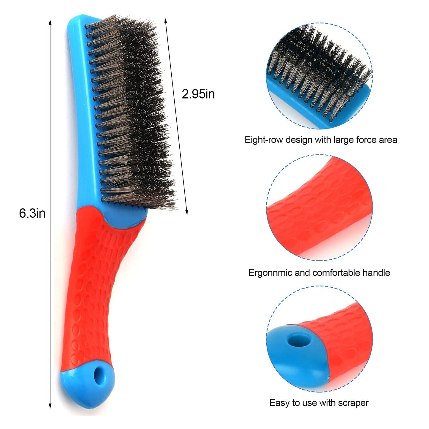 Wire Brushes for Cleaning-Heavy Duty Stainless Steel Wire Scratch Brush for Metal Rust Cleaning,Paint Scrubbing with Rubber Covered Handle (1)