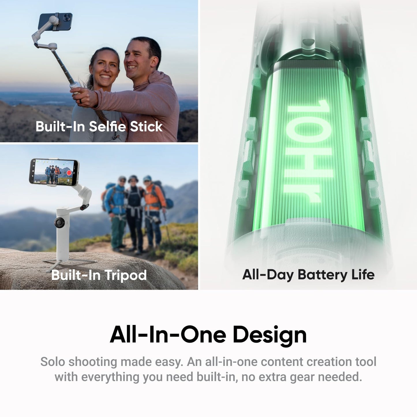 Insta360 Flow 2 White - Foldable Ai Phone Gimbal, Ai Tracking, Multi-Person Tracking, Built-In Tripod/Selfie Stick, Remote Contr