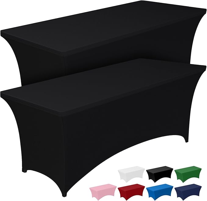 Pureegg Spandex Tablecloth 6ft - 2 Pack, Fitted and Tight Cloth for Rectangle Table, Wrinkle-Free and Stretch Table Cover ...