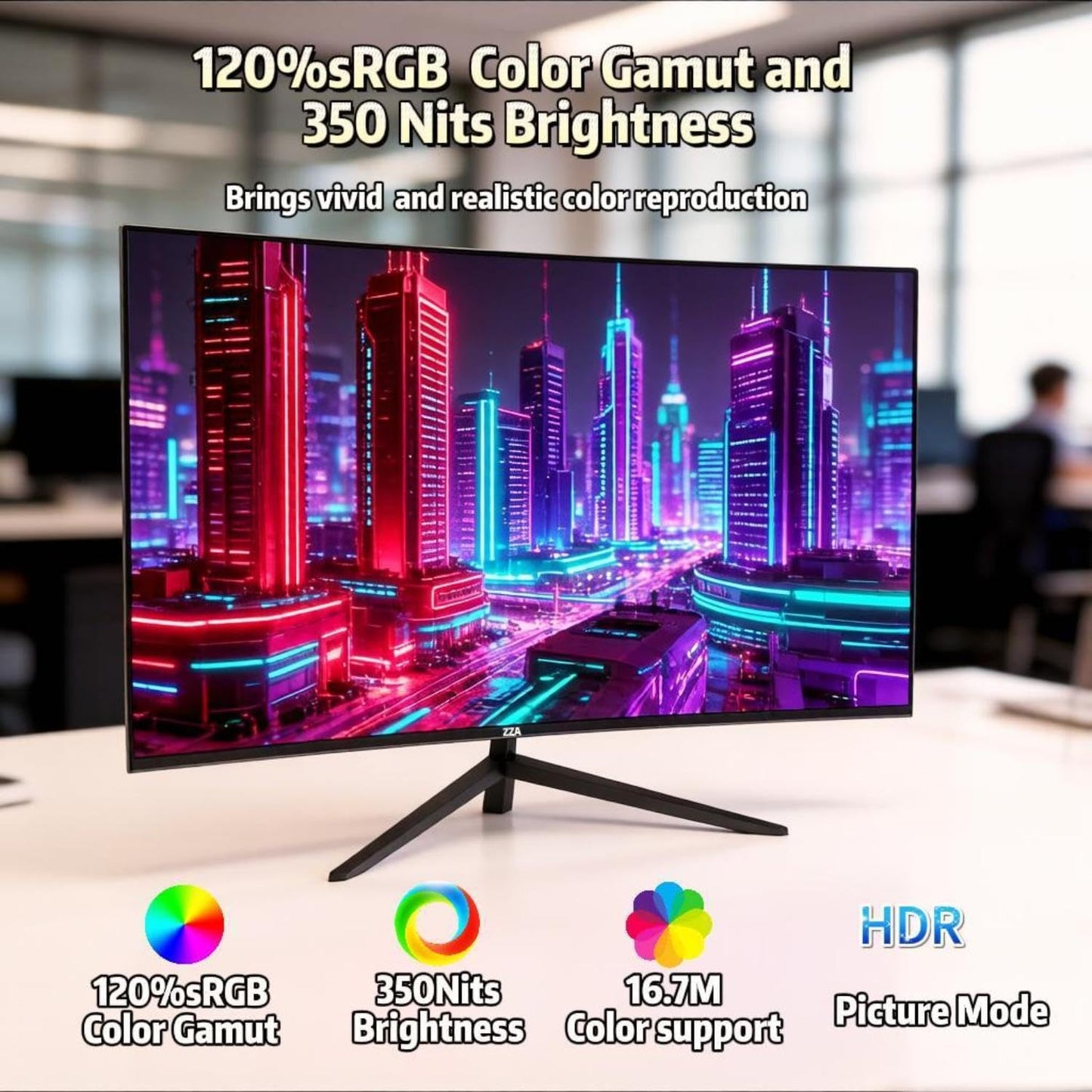 ZZA 32 Inch Curved Gaming Monitor 240Hz Curved Monitor Computer Monitor-HDMI DP USB Headphone Ports,1080p 1K FHD Ultra Slim Curved Screen with Wide Angle,High Refresh Rate Immersive PS5 Xbox PC Gaming