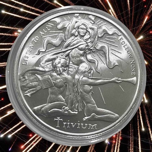 1 oz .999 Silver Shield Trivium Girls BU Round + Free Capsule + Gift Pouch