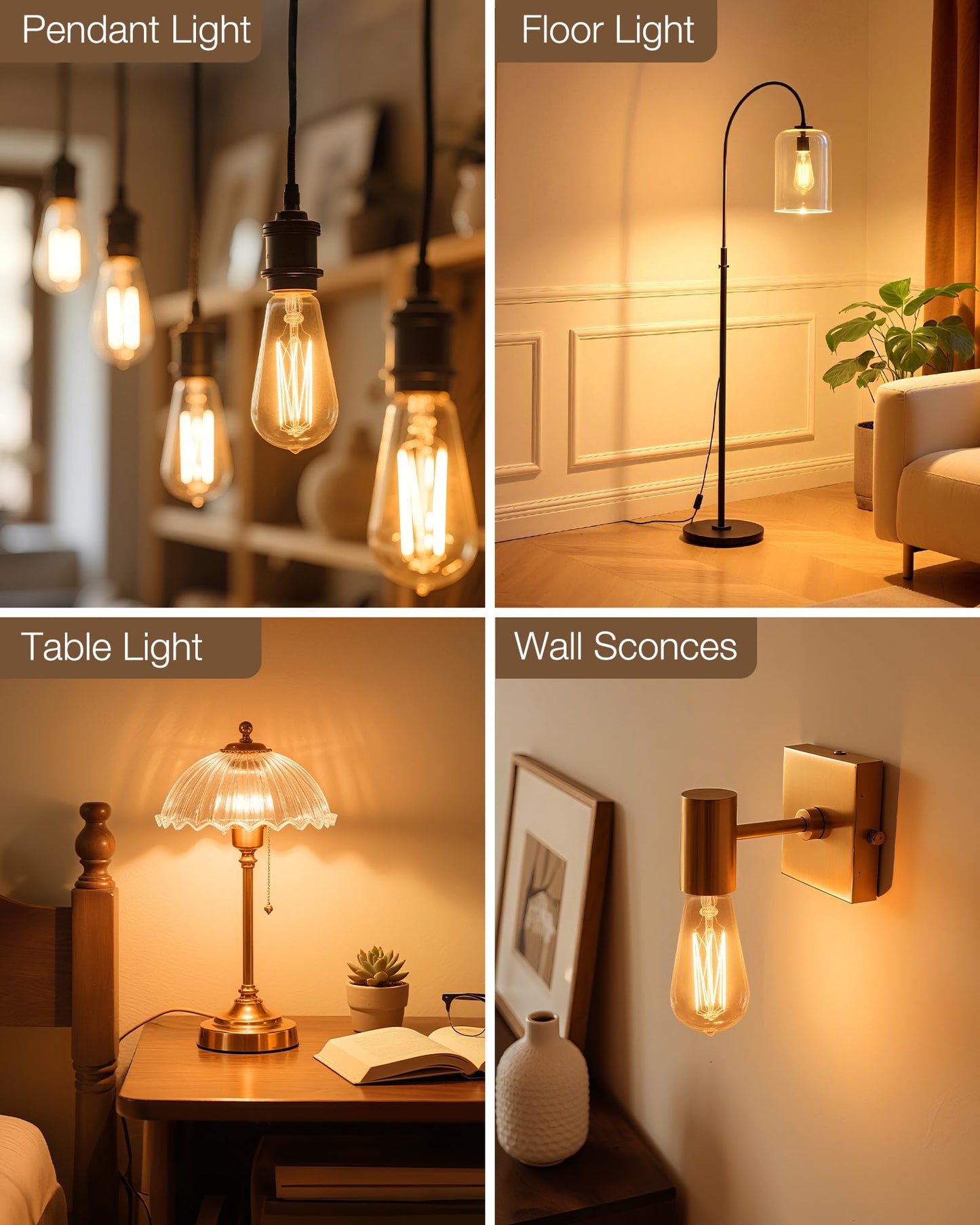 Lafoy Amber Edison Light Bulbs 2200K Soft Warm, E26 LED Bulb 60 Watt Equivalent, 6W ST58 Teardrop Antique Style 60W Replacement, 550 Lumen Medium Base Lightbulbs, 120V 6 Pack