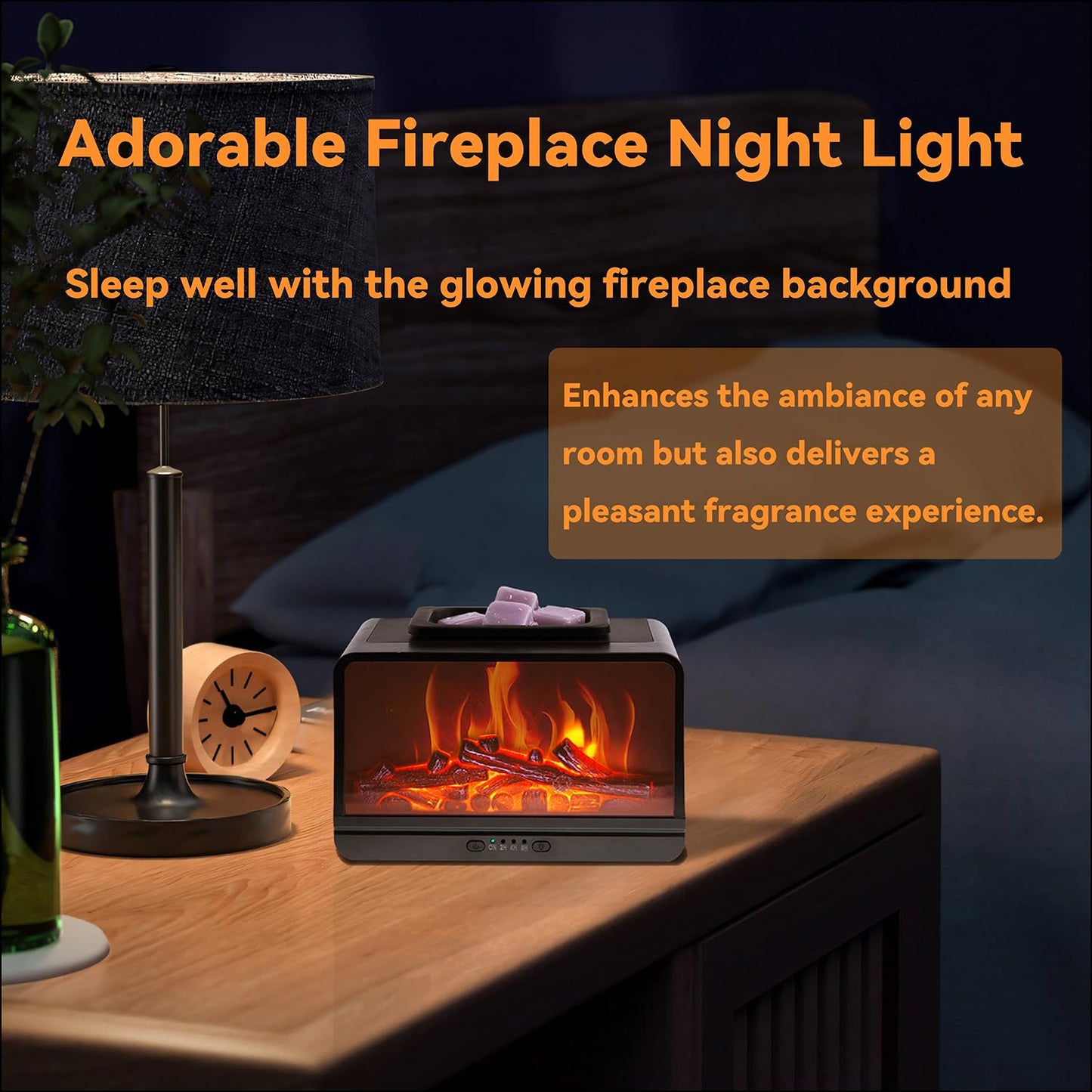 AGATECHO Fireplace Wax Melt Warmer Dynamic Flame Wax Burner with Timer Wax Melter by PTC Heating Safe Auto-Off Simulated Flames Fragrance Warmer for Scented Wax for Home Office Decor