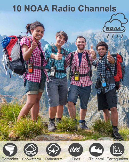 NXGKET Walkie Talkies Long Rang for Adults NOAA Weather Alerts Scan, Rechargeable Walkie Talkies 2 Way Radio 22 Channel 6 Pack with 1800mAh Li-ion Battery USB-c Cable Hiking Accessories Camping Gear