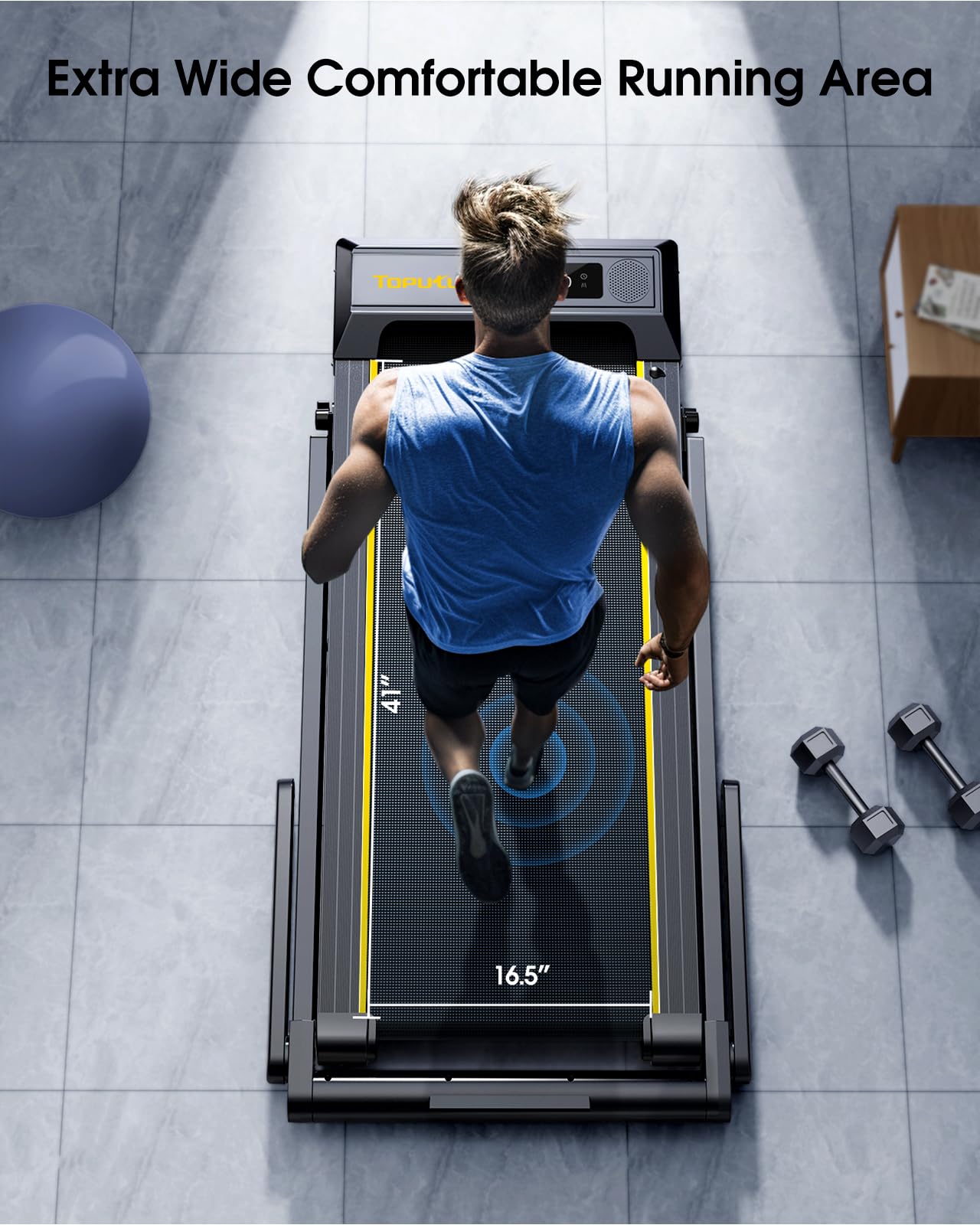 TOPUTURE Walking Pad Treadmill with 12% Incline & Handle Bar, Treadmills for Home with Bluetooth Speaker, Under Desk Treadmill Folding Walking Pad with APP & Remote Control