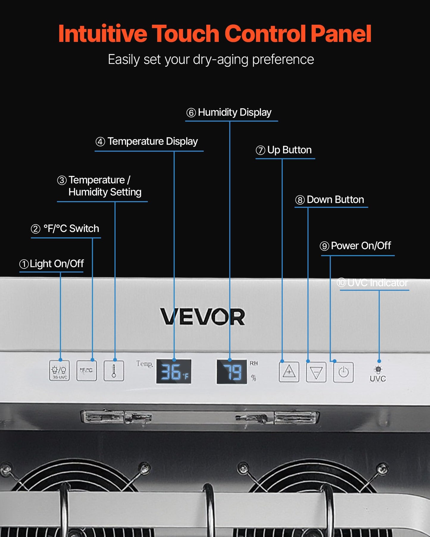 Vevor 232 Lbs Dry Aging Fridge For Steaks, Dry Ager Refrigerator For Meat With Precise Temperature & Humidity Control, Freestand