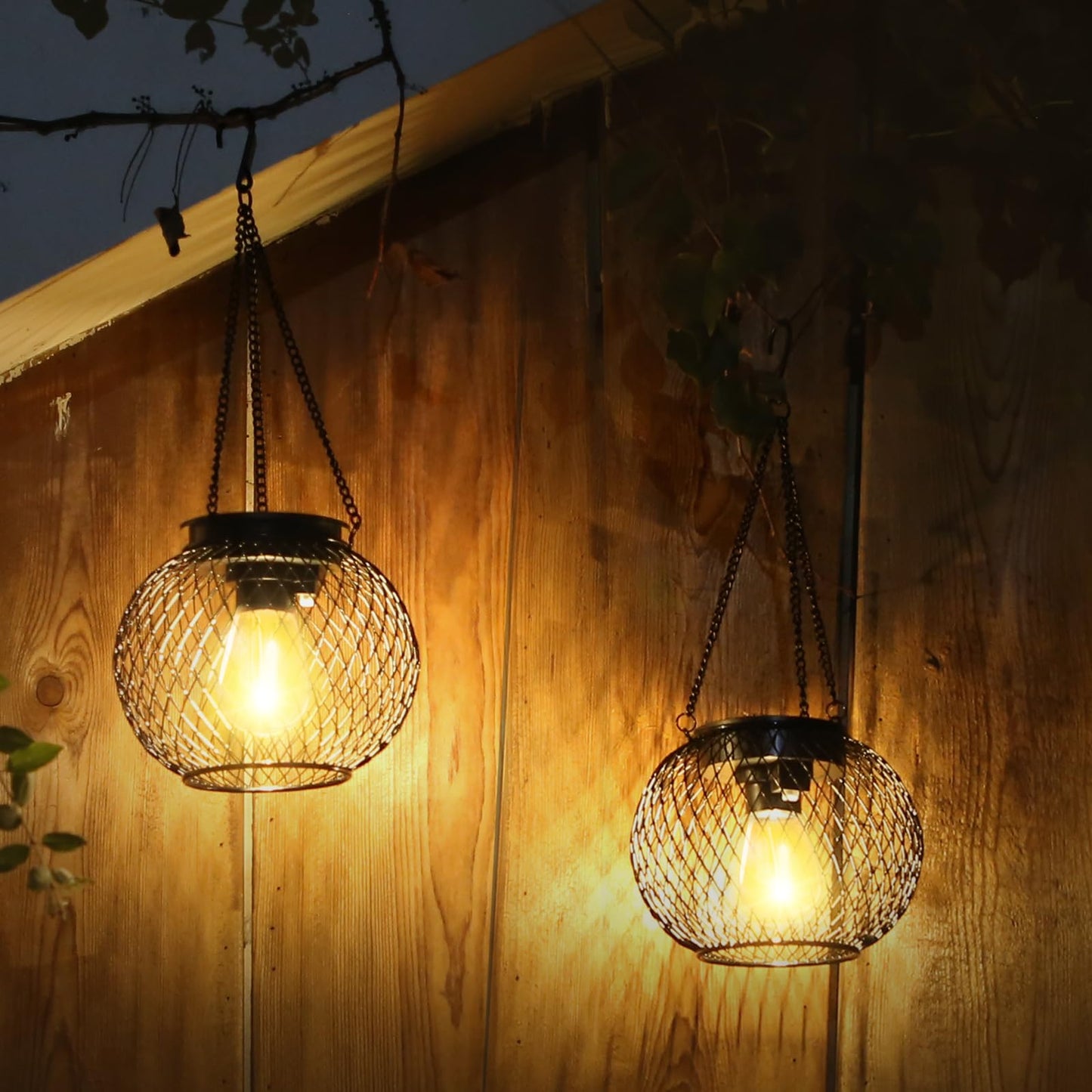 Solar Lantern Outdoor Waterproof, KagoLing Upgraded Hanging Solar Lights Outdoor Garden Decorations Decorative Lighting Solar Powered Waterproof Tree Lantern for Garden Yard Patio Pathway, 2 Pack