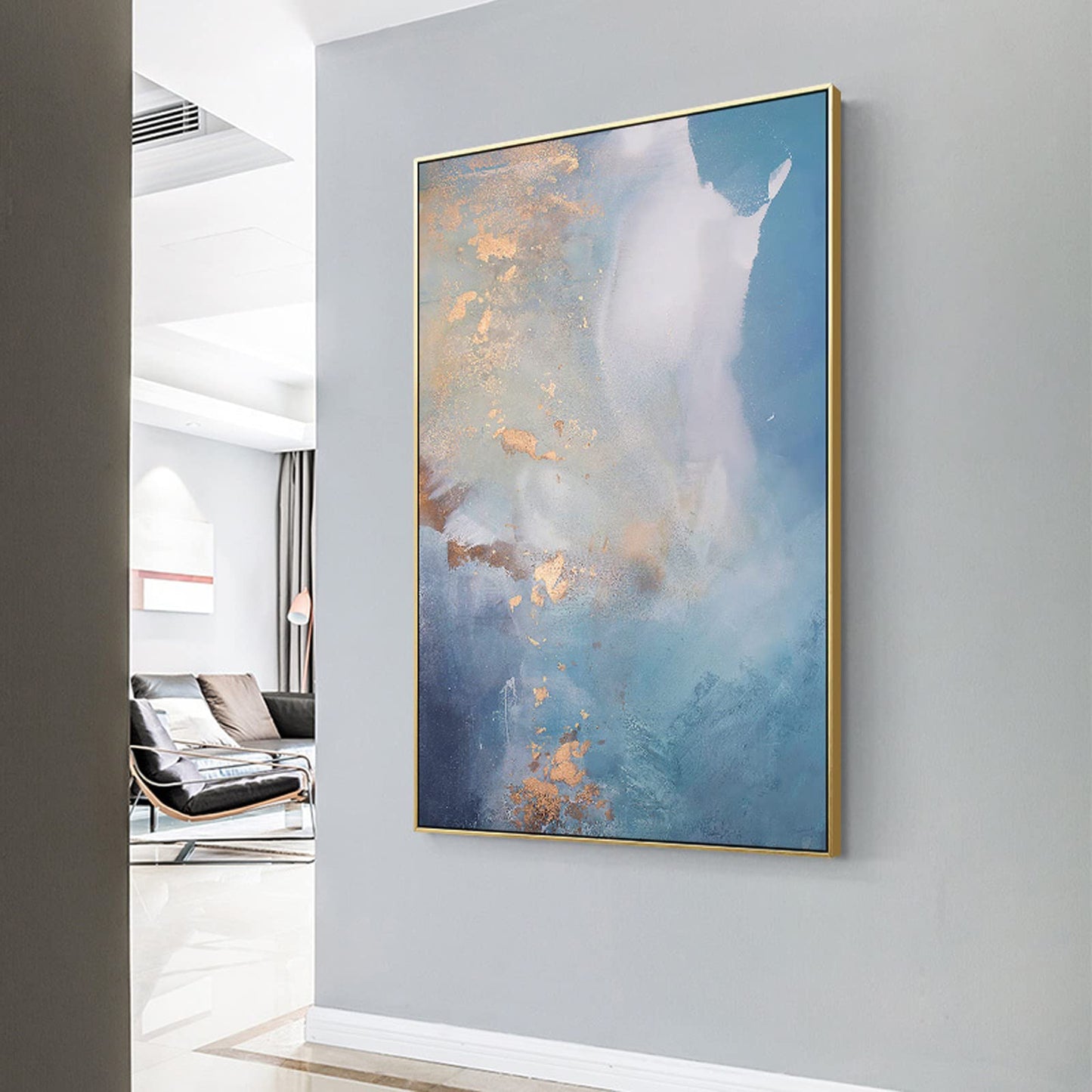 GVS-ART DIY Metal Floating Frame for 48X60“ Canvas Painting Art,1 1/2"(3.8cm) Depth, Floater Frame,Mental Frame Kit, Cut to Pieces,Not Include Canvas or Mat Matte Black Frame