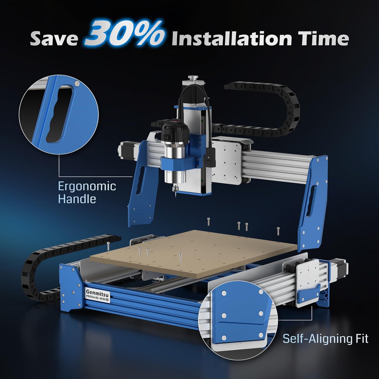 Genmitsu PROVerXL 4030S CNC Router Machine with 710W Spindle, Upgraded 3-Axis Desktop CNC Milling Machine for Wood, Metal, Acrylic, High Precision Linear Rails, 130mm Z-Height, Wireless App Control