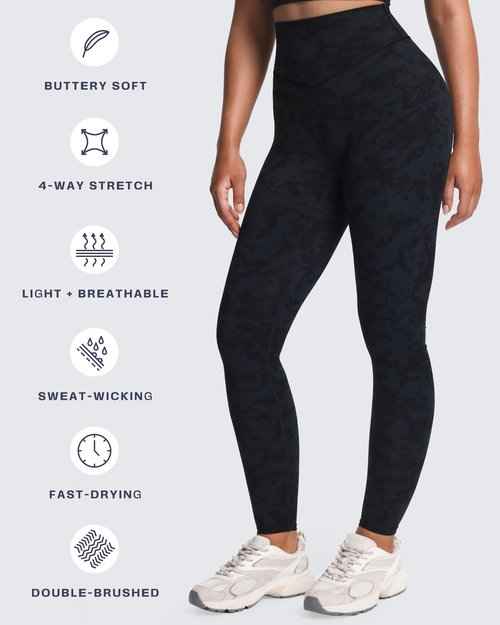 Aoxjox High Waisted Workout Leggings for Women Tummy Control Buttery Soft Yoga Metamorph Deep V Pants 26" (Cloud Black 3 Pieces Pack, Small)