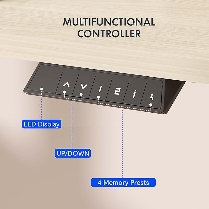 FLEXISPOT EN1 One-Piece Standing Desk with 1-Inch Thick Seamless Desktop, 55"x28" Electric Height Adjustable Desk for Home Office, Multi-Monitor Setups & Easy Assembly, White Wood Grain