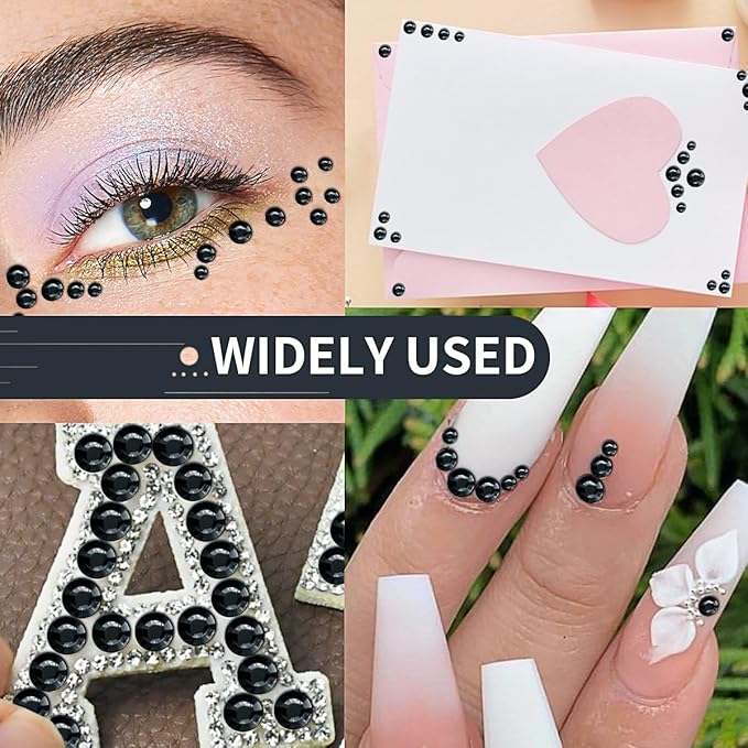Black Face Gems Eye Jewels Rhinestones Crystals Stickers 3/4/5/6mm with Rhinestones Stickers for Face, Stick on Body Jewels Makeup Glue for Face Eye Hair Nails Make up and Craft Decor 3090PCS