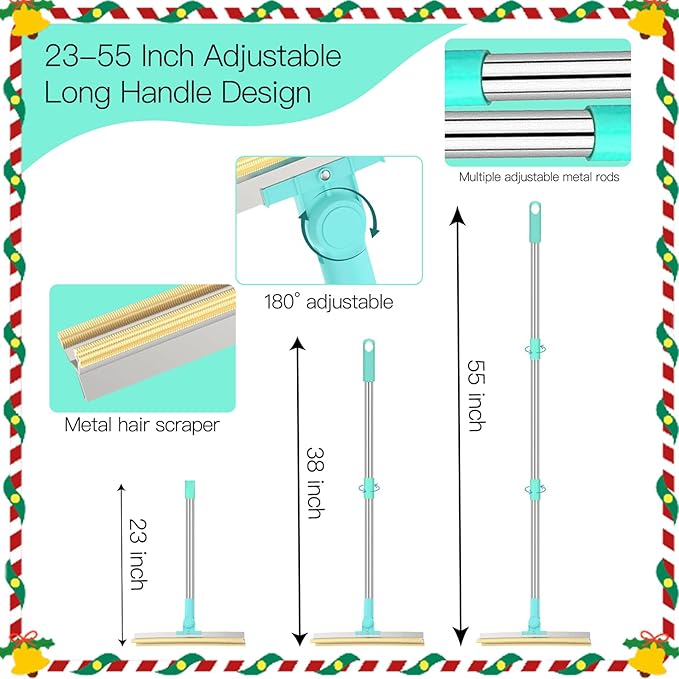 Carpet Rake for Pet Hair Removal：Upgraded 3 In 1 Reusable Carpet Scraper Pet Tool Kit, Adjustable Handle for Deep Clean Dog & Cat Hair Remover, Lint Remover Scraper for Carpets, Mats, Rugs, Car&Couch