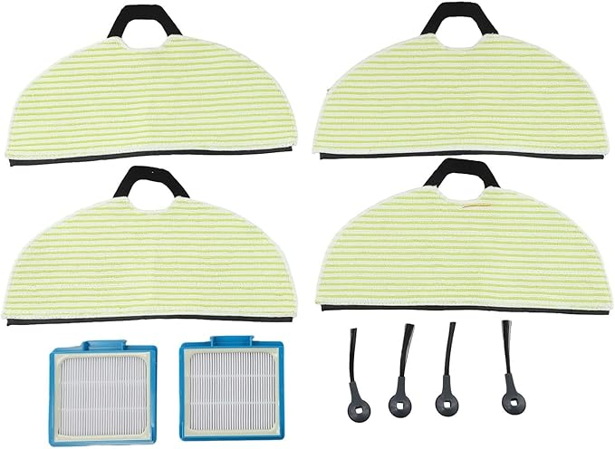 Side Brush, and Mop Pads Set, Compatible with For Shark RV2001WD, RV2002WD, AV2001WD, Robot Vacuum, Microfiber, Cleaning Pads, Reusable, for Shark Robot Vacuum Cleaner Accessories