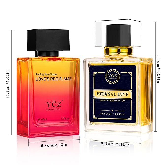 Ycz Cologne for Men Set, 1.7oz(50ml) Bottled Borrowing Fire & Carnival Men Perfume, Sophisticated Woody Rose Patchouli, Highquality Long Lasting Perfume, Sleek Bottle Design for Christmas Gifts Ideal
