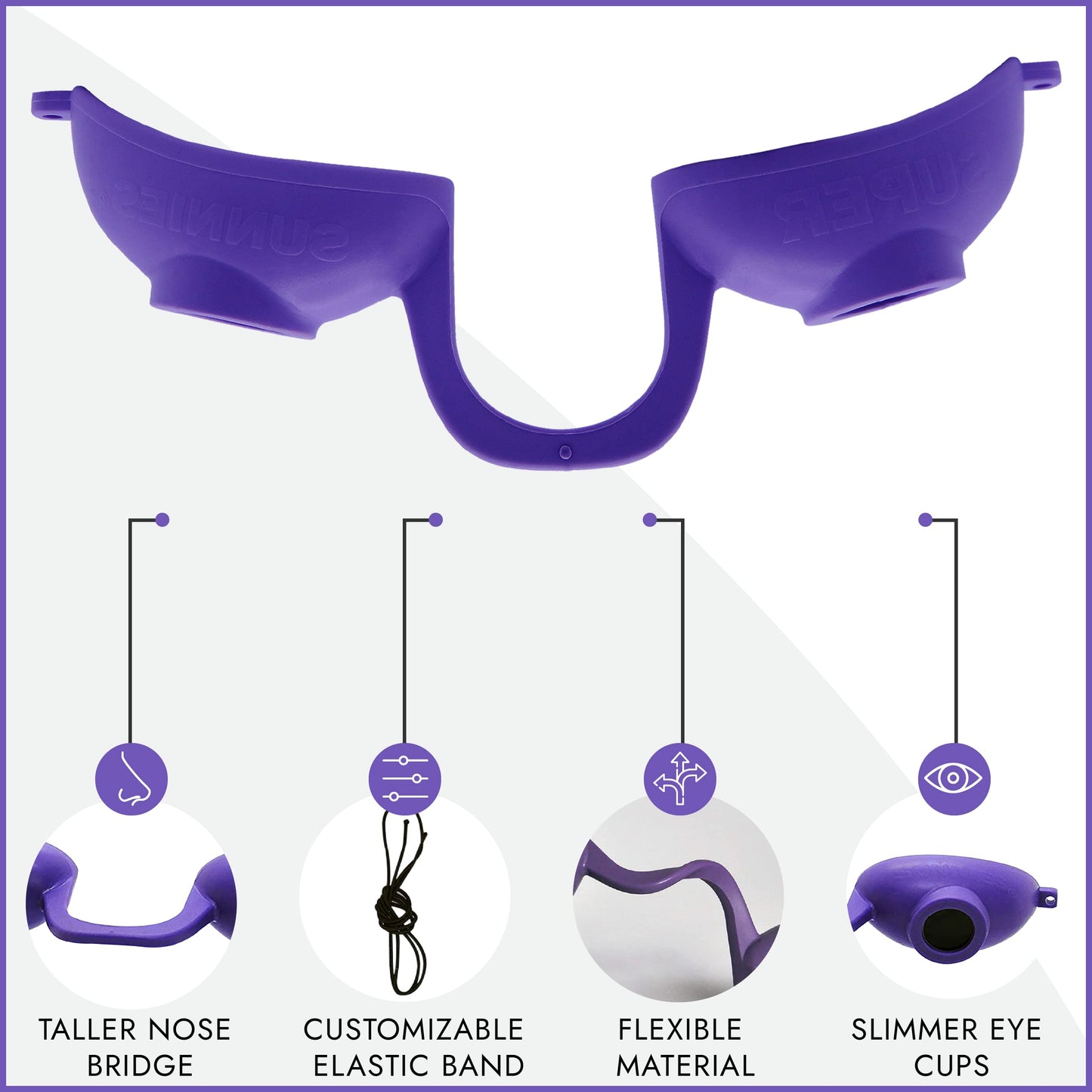 Super Sunnies EVO Flex UV Eye Protection, FDA Compliant, Tanning Bed Goggles, Red Light Theraphy Eyeshields with Case - Purple