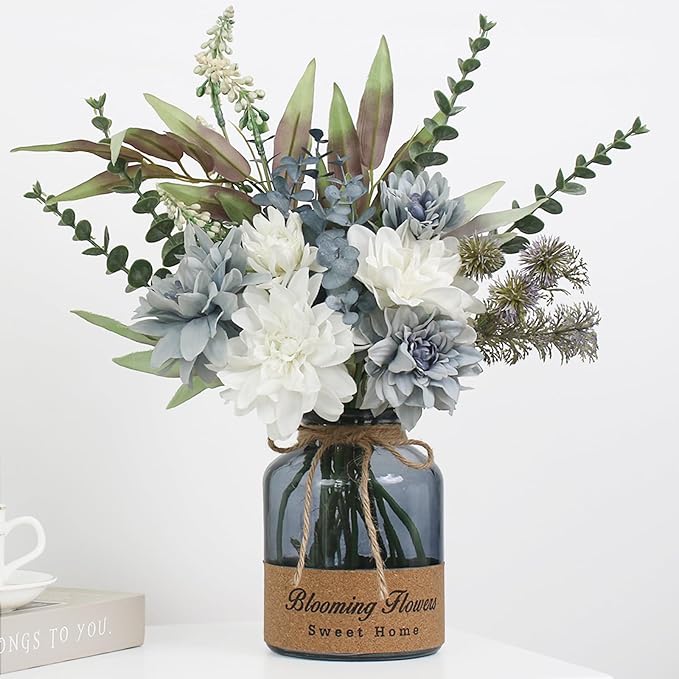 Leftover Fake Flowers in Vase,Artificial Flowers in Vase,Table Centerpieces for Dining Room,Flower Centerpieces for Table...