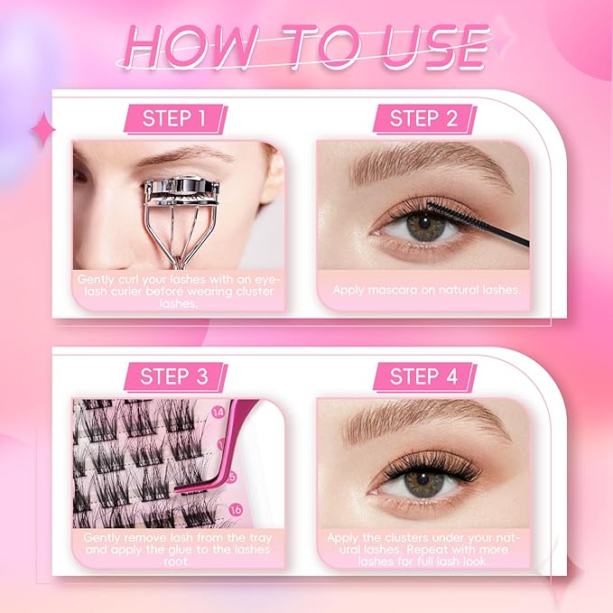 FADLASH Cluster Lashes Fluffy 10-18mm Lash Clusters Volume Lash Extension 112Pcs 3D DIY Lash Clusters D Curl Individual Lashes (R02-0.07-D,10-18mm)