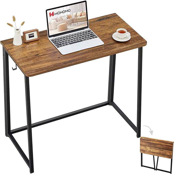 WOHOMO Folding Desk for Small Spaces, 31.5 Inch Foldable Computer Desks, Small Desk for Home Office, Study, Bedroom, Space...