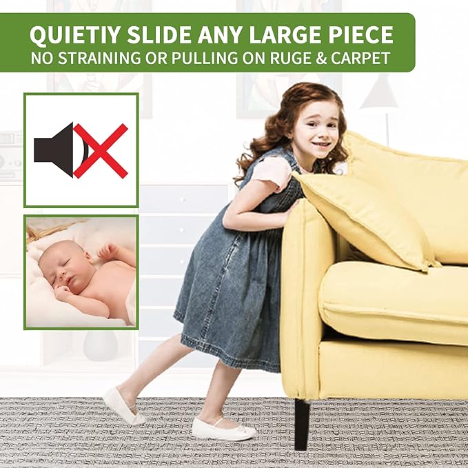 COVERCORNER Furniture Sliders for Hardwood Floors, Furniture Sliders for Carpeted Floors, 8 PCS 3 1/2 inch Combo Pack, Sliders for Moving Furniture, Furniture Movers Sliders